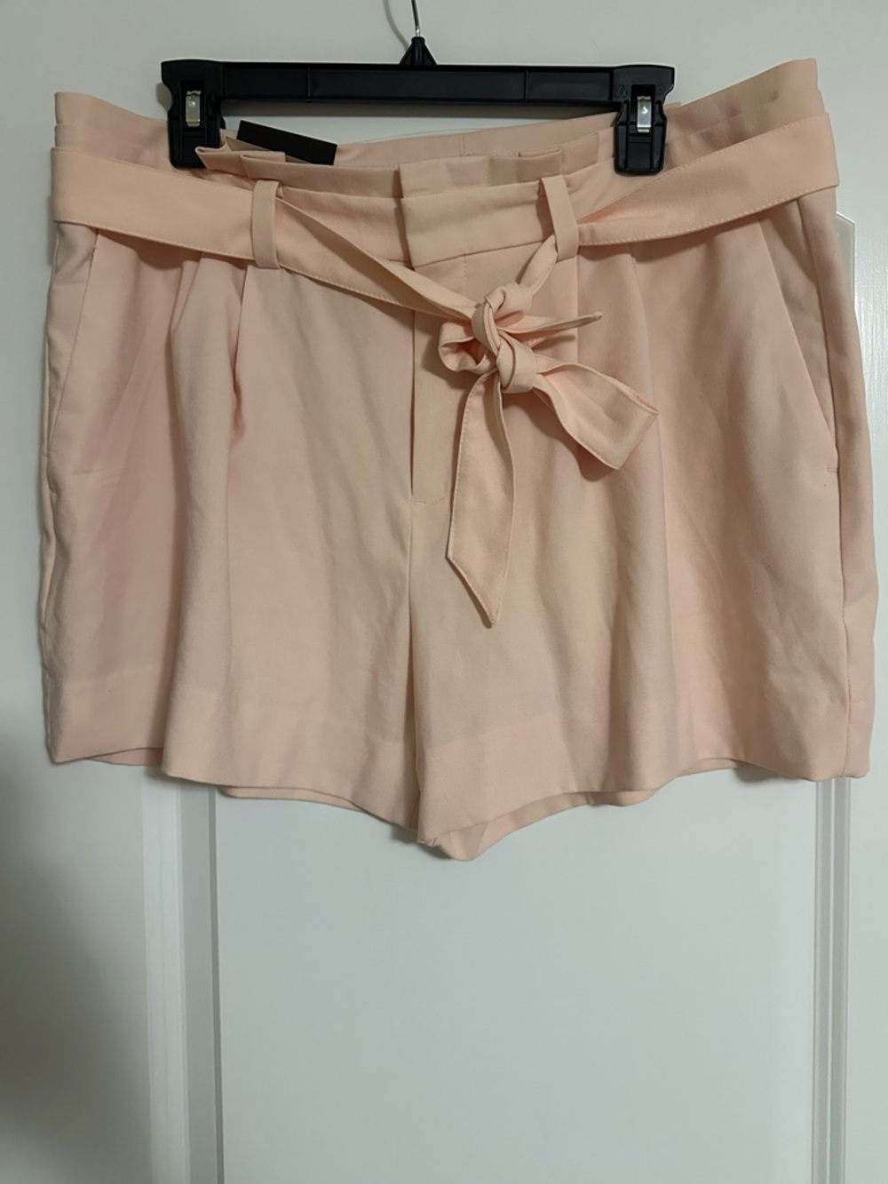 Banana Republic High-Waist Tie-Belt Shorts in Blush Pink